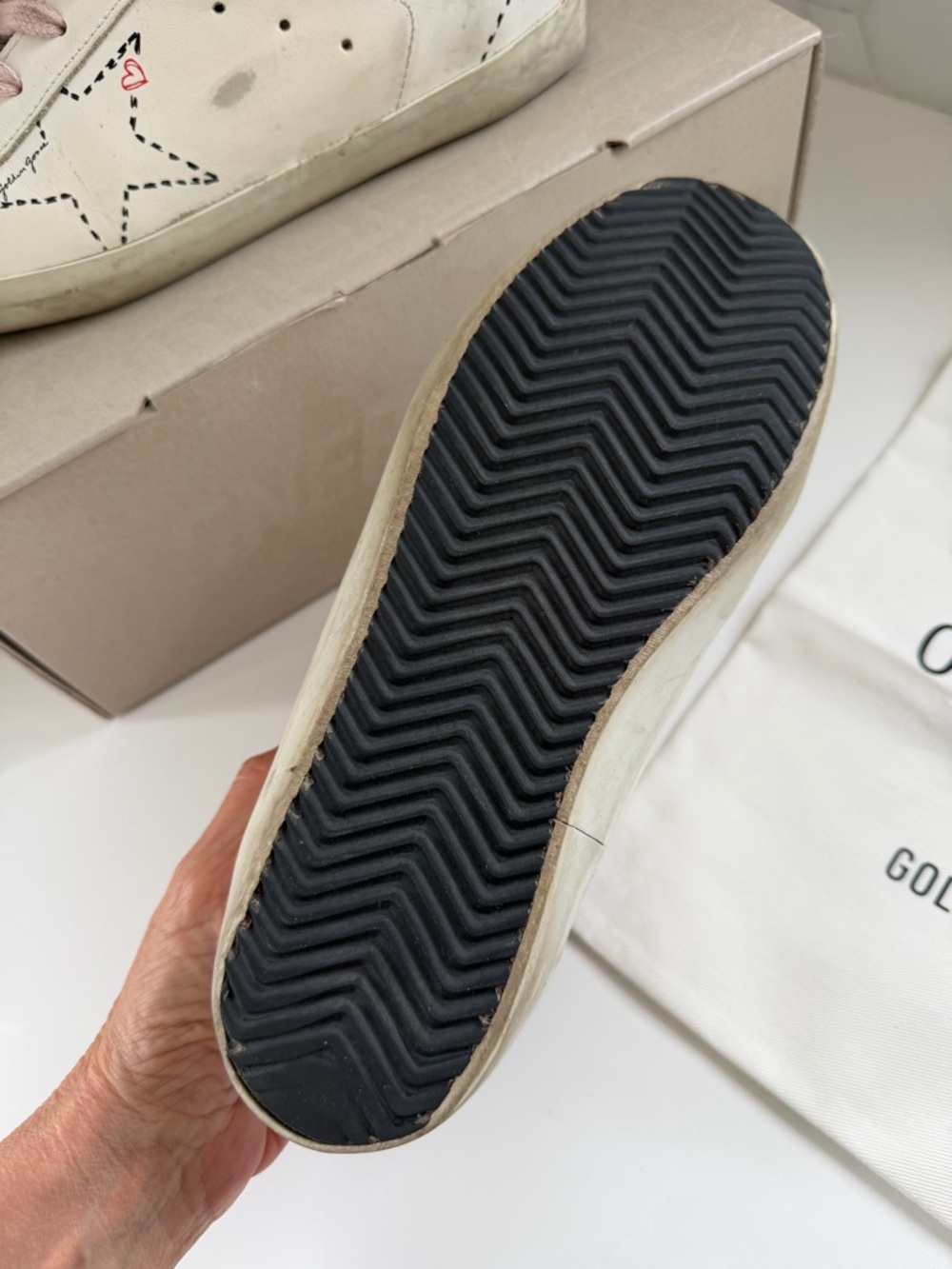 Golden Goose Leather Sneakers with Pink Laces - Picture 7 of 12